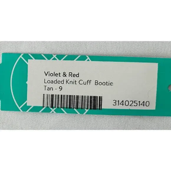 Violet & Red Loaded Knit Cuff Bootie Tan Size 9 NEW - Picture 5 of 6